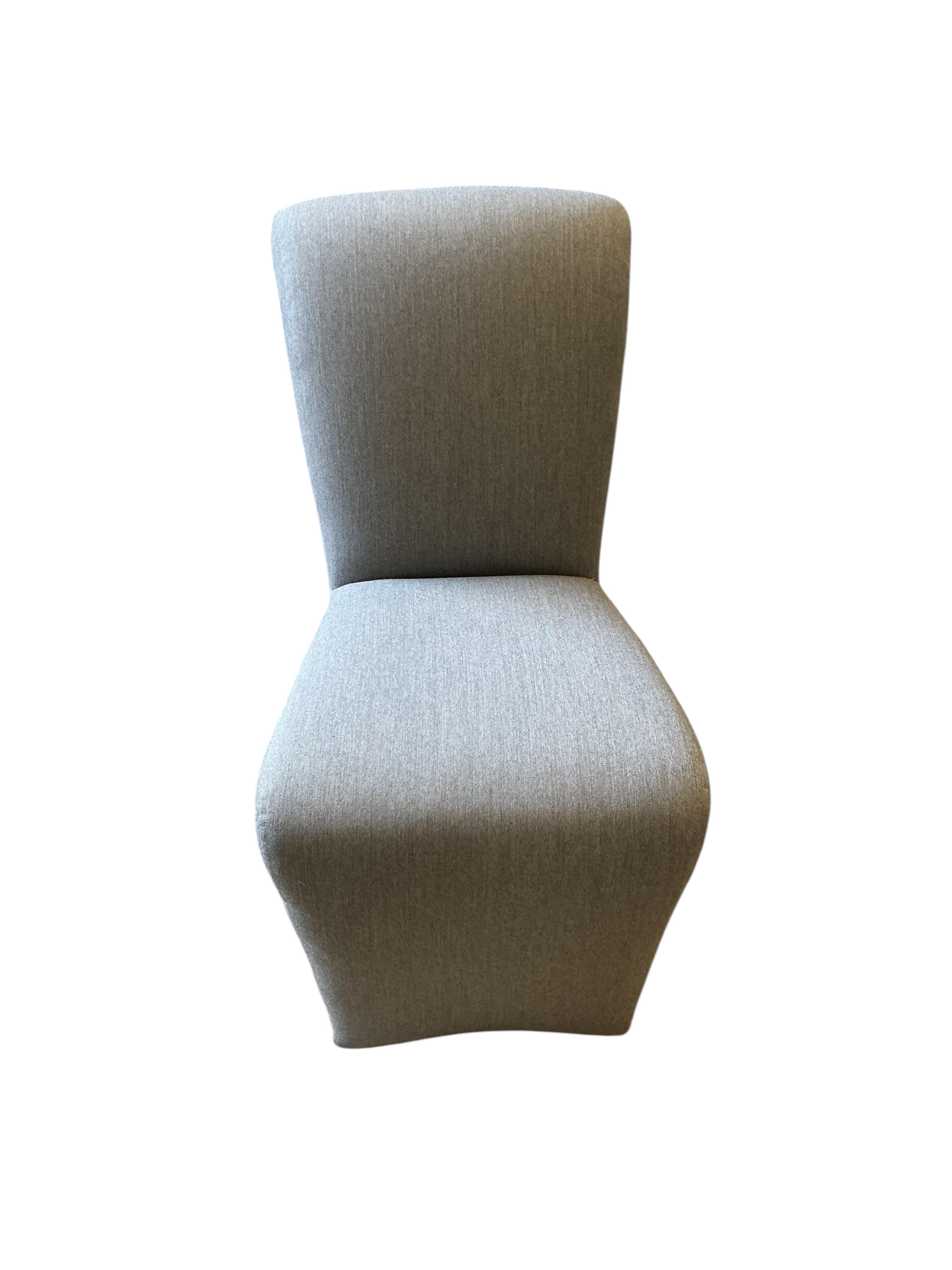 A set of ten Contemporary J Roberts Scott grey fabric “Wedge” dining chairs, width 48cm, depth 64cm, height 94cm